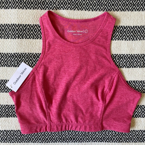 NWT Outdoor Voices x Bev Atheta Crop Top Flamingo Pink - large - Picture 1 of 11